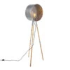 QAZQA Industriële Vloerlamp Grijs Tripod - Barrel