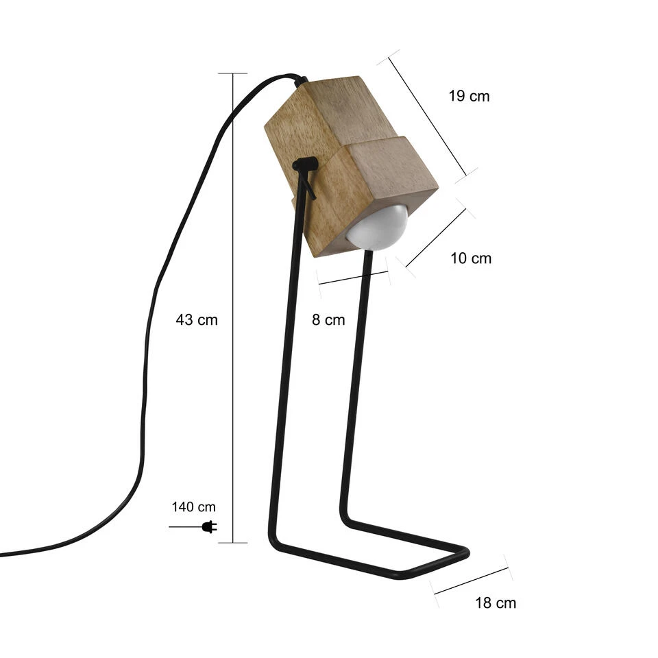 QUVIO Tafellamp Hout Met Metalen Poten Zwart - QUV5172L-BLACK 2 QUVIO Tafellamp Hout Met Metalen Poten Zwart - QUV5172L-BLACK - Afbeelding 2
