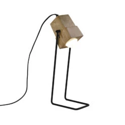 QUVIO Tafellamp Hout Met Metalen Poten Zwart - QUV5172L-BLACK