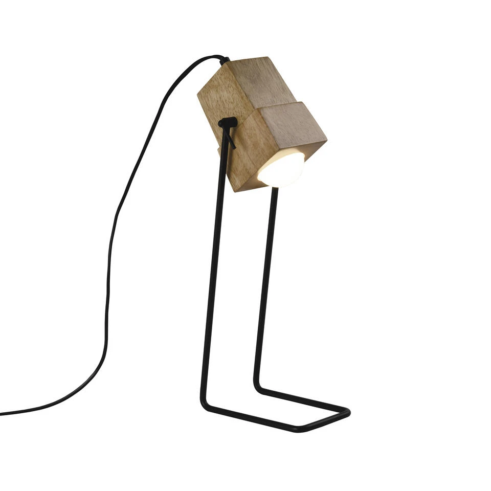 QUVIO Tafellamp Hout Met Metalen Poten Zwart - QUV5172L-BLACK 1 QUVIO Tafellamp Hout Met Metalen Poten Zwart - QUV5172L-BLACK