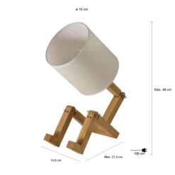 QUVIO Tafellamp Hout En Stof Mannetje - QUV5117L - White -Leen Bakker 1000081865 0102