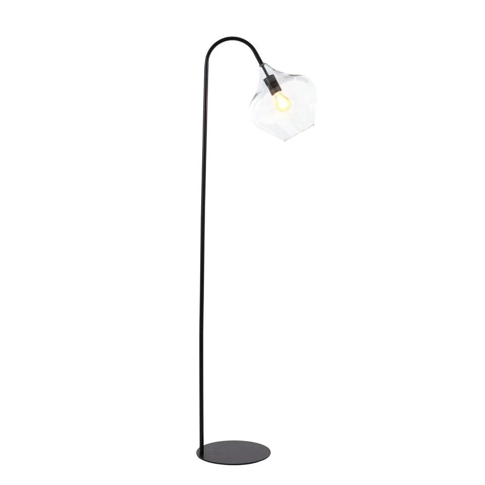 Vloerlamp Rakel - Zwart/Glas - 45x28x160 Cm 1 Vloerlamp Rakel - Zwart/Glas - 45x28x160 Cm