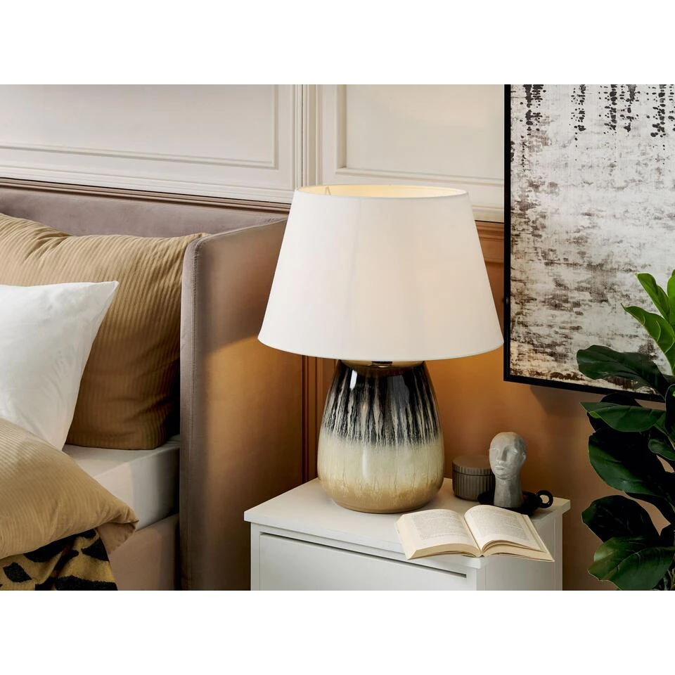 Beliani Tafellamp CIDRA - Grijs Keramiek 2 Beliani Tafellamp CIDRA - Grijs Keramiek - Afbeelding 2