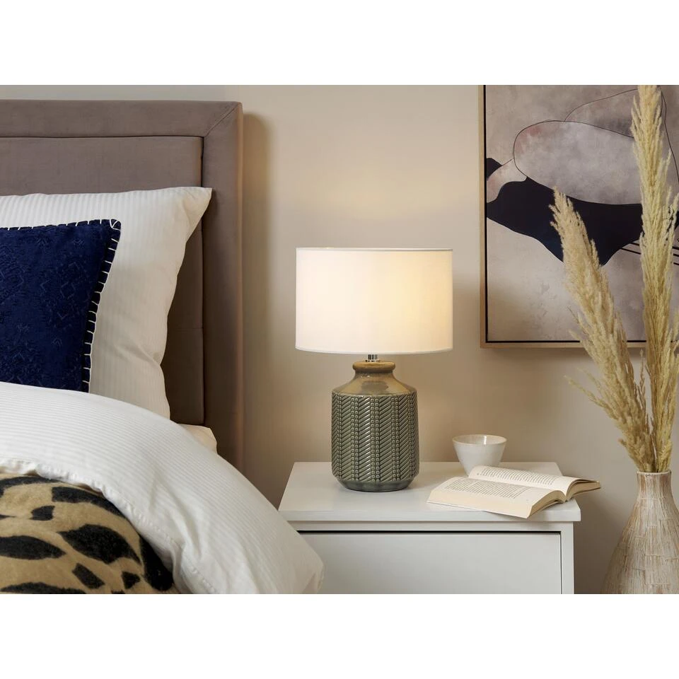 Beliani Tafellamp ESPERANCE - Grijs Keramiek 2 Beliani Tafellamp ESPERANCE - Grijs Keramiek - Afbeelding 2