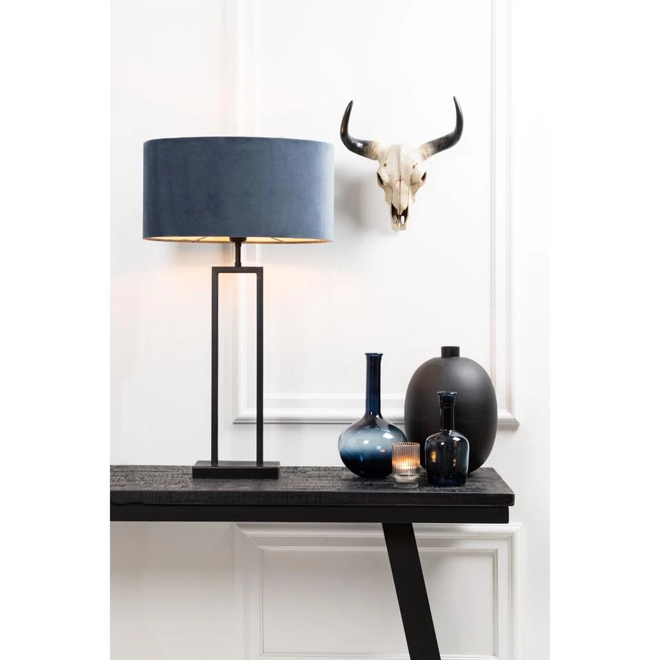 Tafellamp Shiva/Velours - Zwart/Blauw - Ø35x84cm 3 Tafellamp Shiva/Velours - Zwart/Blauw - Ø35x84cm - Afbeelding 3