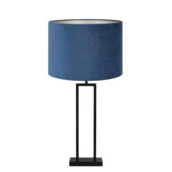 Tafellamp Shiva/Velours - Zwart/Blauw - Ø35x84cm