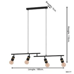EGLO Lurone Hanglamp - E27 - 100 Cm - Zwart/Koper -Leen Bakker 1000084239 0103