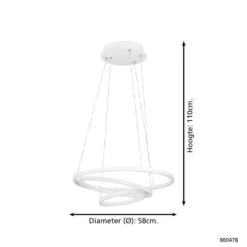 EGLO connect.z Lobinero-Z Smart Hanglamp - Ø 58 cm - Wit - Dimbaar -Leen Bakker 1000084248 0103