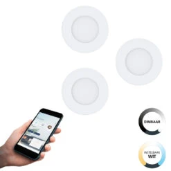 EGLO Connect.z Fueva-Z Smart Inbouwlamp - Ø 8,5 Cm - Wit - Set 3 Spots -Leen Bakker 1000084276 0102