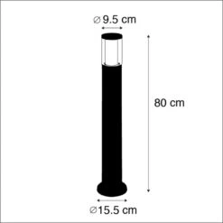 QAZQA Moderne Buitenpaal Zwart 80 Cm IP55 Incl. GU10 3-staps Dimbaar - Carlo 6 QAZQA Moderne Buitenpaal Zwart 80 Cm IP55 Incl. GU10 3-staps Dimbaar - Carlo -Leen Bakker 1000084731 0102
