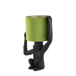 Tafellamp Monkey - Zwart/Groen - 46x32x68cm -Leen Bakker 1000090097 0110