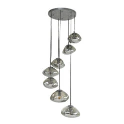 Industriële Hanglamp Mandy 7-lichts Glas Getrapt 55x55x150 Cm Glas