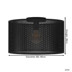 EGLO Manby Plafondlamp - E27 - Ø 45 Cm - Zwart - Staal 7 EGLO Manby Plafondlamp - E27 - Ø 45 Cm - Zwart - Staal -Leen Bakker 1000091914 0103