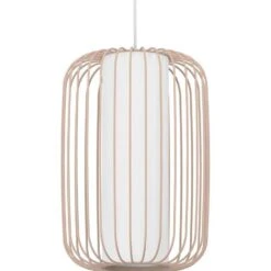 EGLO Terrarosa Hanglamp - E27 - Ø 24 Cm - Zand/Wit - Staal/Textiel -Leen Bakker 1000094963 0102