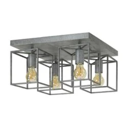 Plafondlamp Industrieel Hardin 1-lichts Metaal - 22x40x22 Cm - Metaal - Grijs