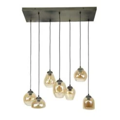 Hanglamp Industrieel Getrapt Mickey 7-lichts Goud 36x93x150 Cm Glas