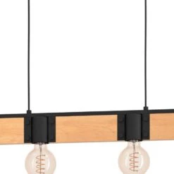 EGLO Bailrigg Hanglamp - E27 - 89,5 Cm - Zwart/Bruin - Hout/Staal -Leen Bakker 1000096077 0102