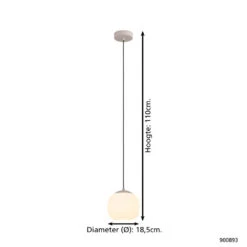 EGLO Cominio Hanglamp - E27 - Ø 18,5 Cm - Zandkleurig/Taupe - Glas -Leen Bakker 1000096100 0103