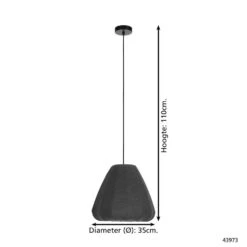 EGLO Barlaston Hanglamp - E27 - Ø 35 Cm - Zwart/Grijs - Textiel -Leen Bakker 1000096107 0103