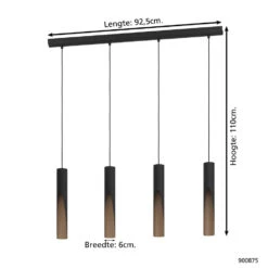 EGLO BARBOTTO Hanglamp - GU10 - Zwart, Bruin -Leen Bakker 1000096111 0103