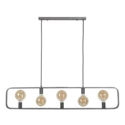 Industriële Hanglamp Stephanie 5-lichts - 4x130x150 Cm - Metaal - Grijs