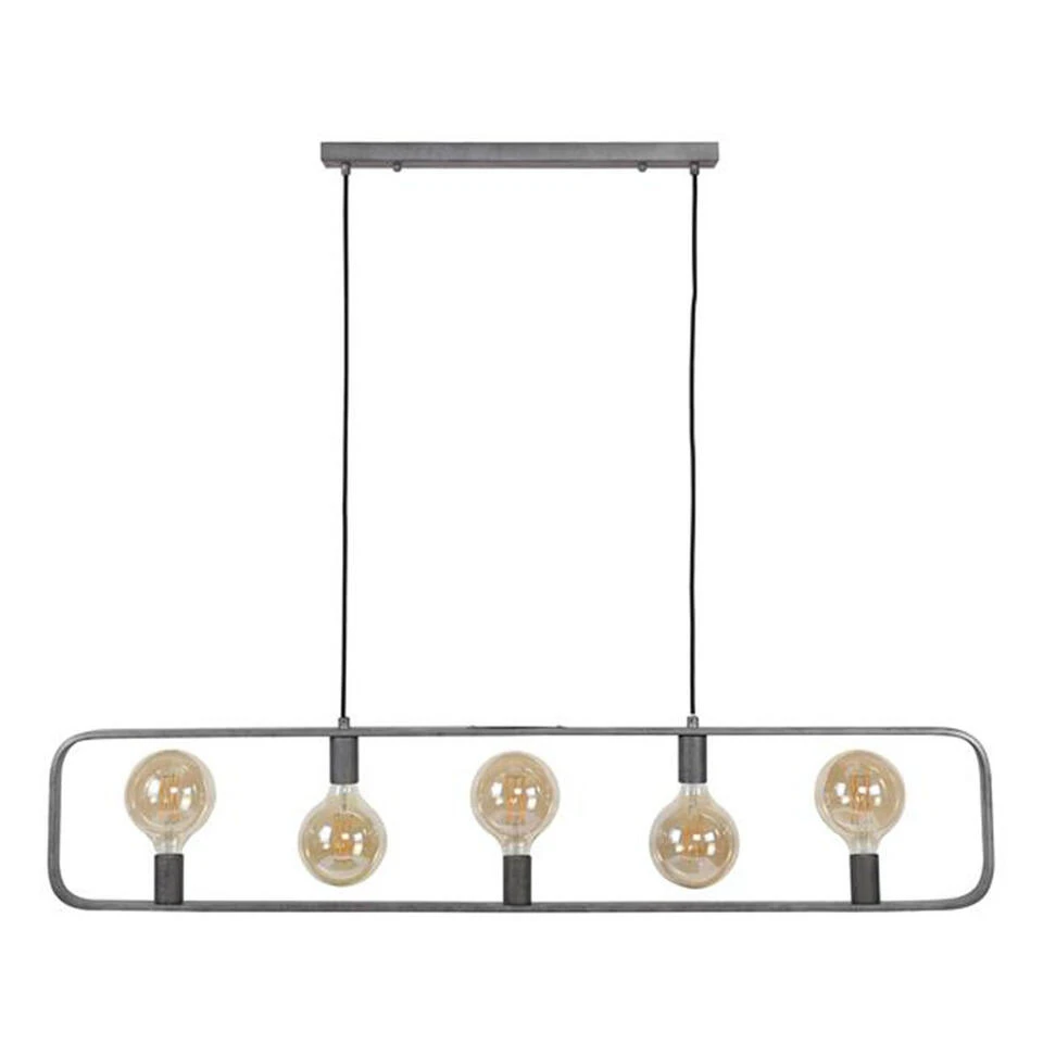 Industriële Hanglamp Stephanie 5-lichts - 4x130x150 Cm - Metaal - Grijs 1 Industriële Hanglamp Stephanie 5-lichts - 4x130x150 Cm - Metaal - Grijs