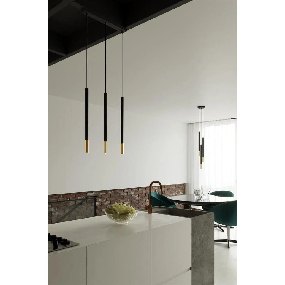 Sollux Hanglamp Mozaica - 3 Lichts - 20 X90 Cm - Zwart Goud 3 Sollux Hanglamp Mozaica - 3 Lichts - 20 X90 Cm - Zwart Goud - Afbeelding 3