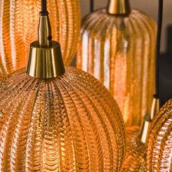 Industriële Hanglamp Olaf Amber 7-lichts Glas 38x95x150 Cm Glas -Leen Bakker 1000099090 0102