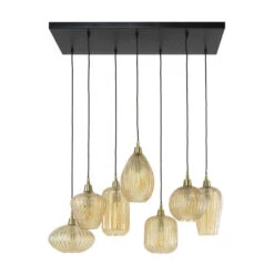 Industriële Hanglamp Olaf Amber 7-lichts Glas 38x95x150 Cm Glas