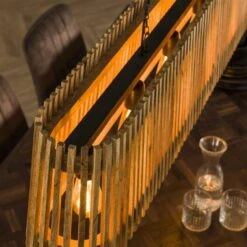 Hanglamp Dennis Rechthoekig Mangohout 5-lichts 27x132x43 Cm Mangohout -Leen Bakker 1000099625 0102