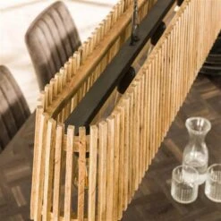 Hanglamp Dennis Rechthoekig Mangohout 5-lichts 27x132x43 Cm Mangohout -Leen Bakker 1000099625 0103