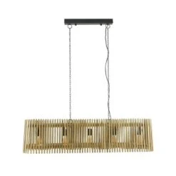 Hanglamp Dennis Rechthoekig Mangohout 5-lichts 27x132x43 Cm Mangohout
