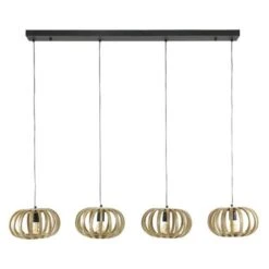 Hanglamp Gebogen Mangohout Susanne 4 Lichts - 160x30x150 Cm - Mangohout - Bruin