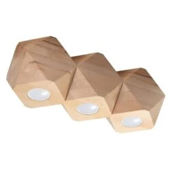 Sollux Plafondlamp Woody - 3 Lichts - 36 X12 Cm - Beige