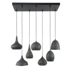 Hanglamp Industrieel Kristin 7-lichts Zwart Bruin - 45x100x150 Cm - Zwart Bruin