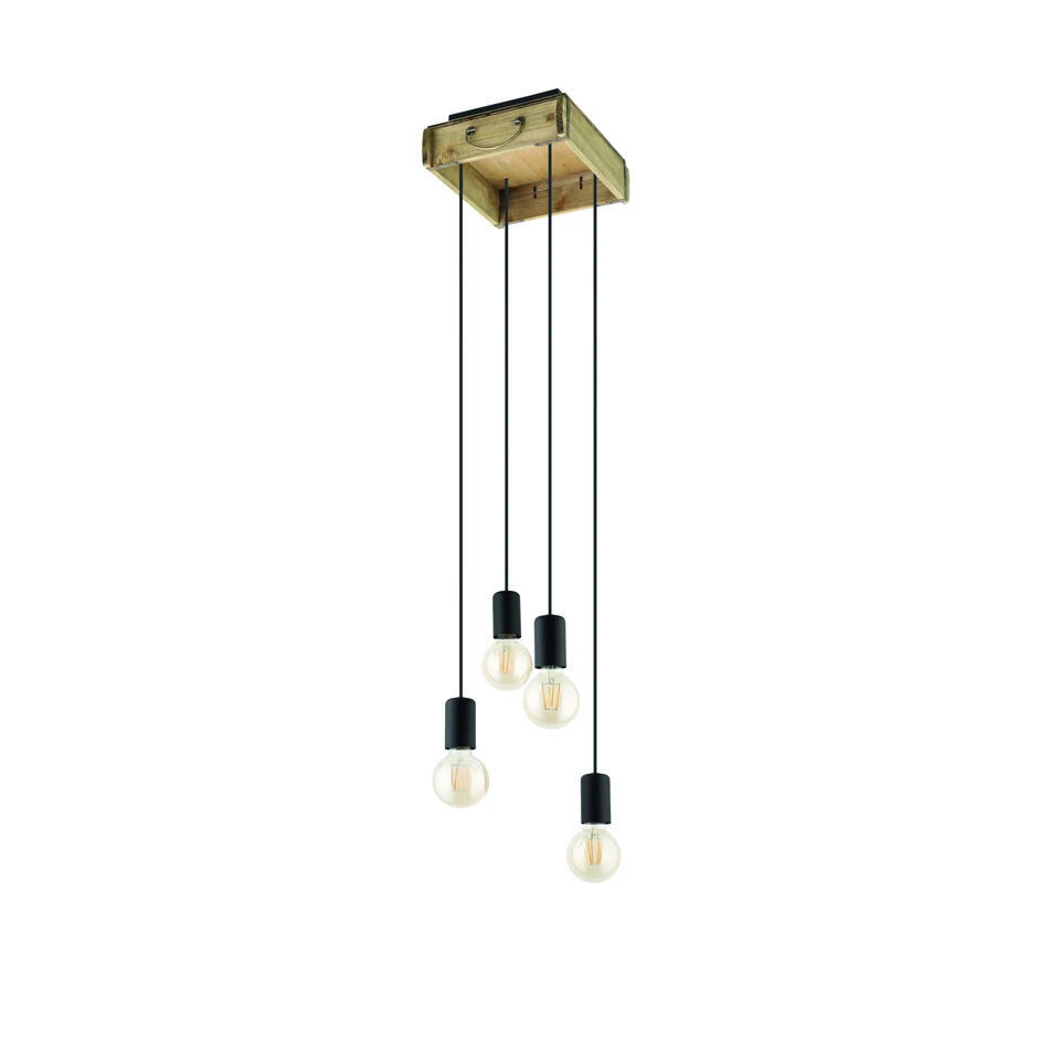 EGLO Wootton Hanglamp - E27 - Ø 24 Cm - Zwart/Bruin 1 EGLO Wootton Hanglamp - E27 - Ø 24 Cm - Zwart/Bruin