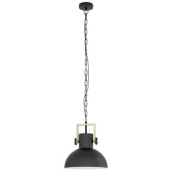 EGLOLubenhamHanglamp-1lichts-Ø30cm.-E27-Zwart/hout