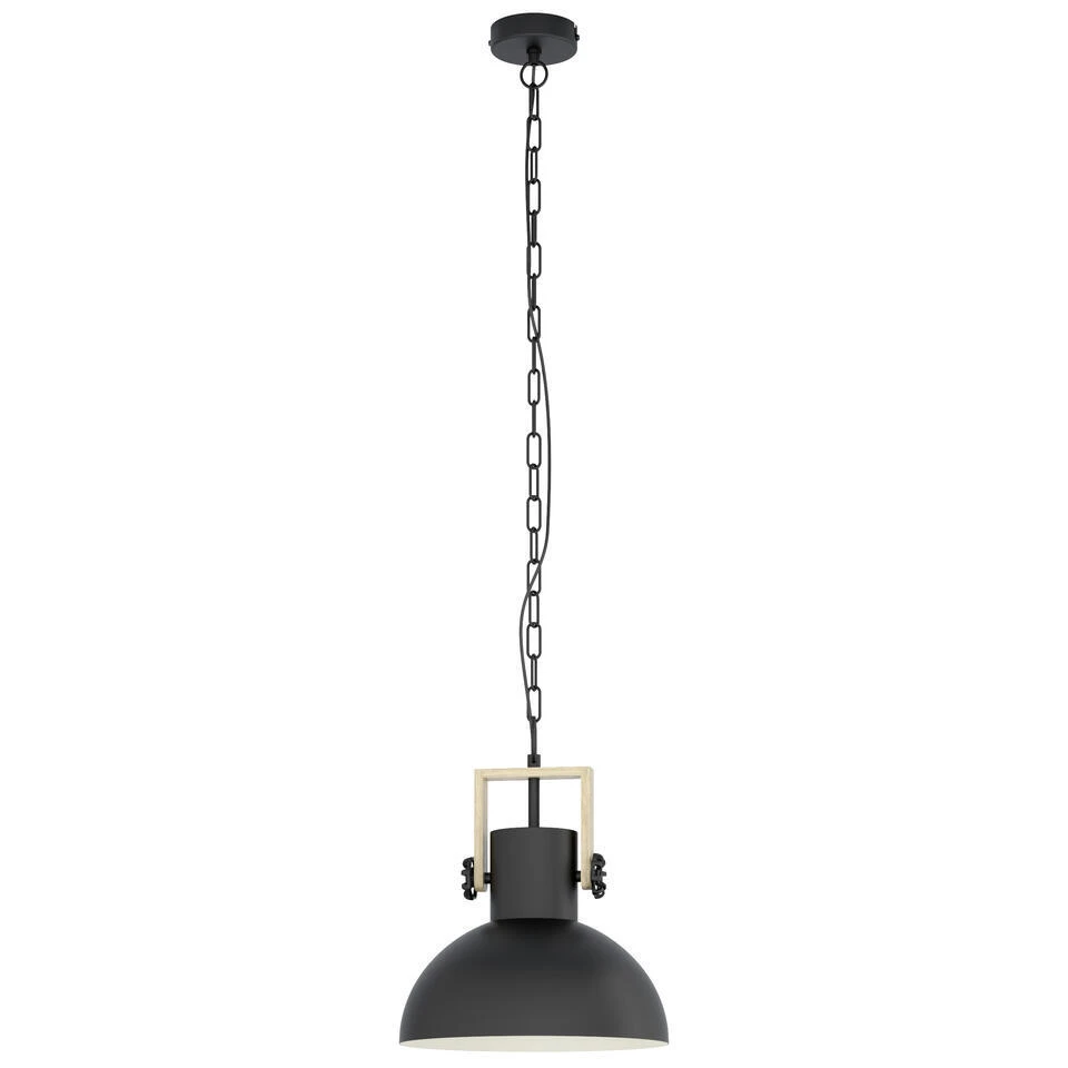 EGLOLubenhamHanglamp-1lichts-Ø30cm.-E27-Zwart/hout 1 EGLOLubenhamHanglamp-1lichts-Ø30cm.-E27-Zwart/hout