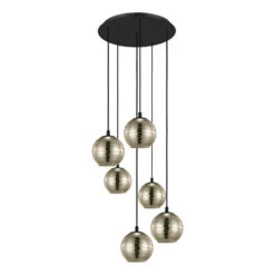 EGLO Lemorieta Hanglamp - E27 - 6-lichts - Ø 57 Cm - Zwart/Goud