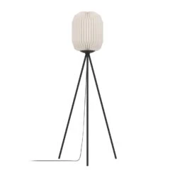 EGLO Belgrave Vloerlamp - E27 - 141,5 Cm - Zwart/Wit - Papier