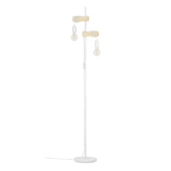 EGLO Townshend Vloerlamp - E27 - 166,5 Cm - Wit/Bruin