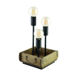 EGLO Wootton Tafellamp - E27 - Ø 18 Cm - Zwart/Bruin