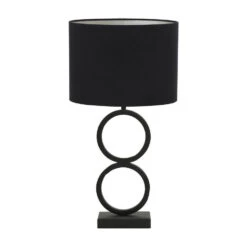 Tafellamp Stelios/Velours Ovaal - Zwart/Zwart - Ø15x62cm