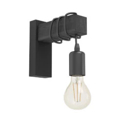 EGLO Townshend Wandlamp - E27 - Hout/Staal - Zwart