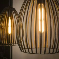 Hoyz - Hanglamp 3L Stripe Metal - Zwart Bruin -Leen Bakker 109c322bdb9d438bb04650881e05b61c