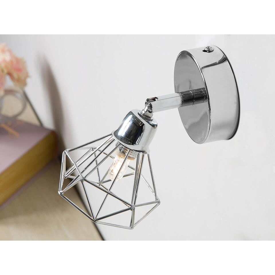 Beliani Muurlamp ERMA - Zilver Metaal 2 Beliani Muurlamp ERMA - Zilver Metaal - Afbeelding 2