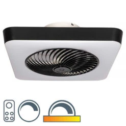 Qazqa Plafondventilator Climo - Vierkant - B 55 Cm - Wit - Zwart