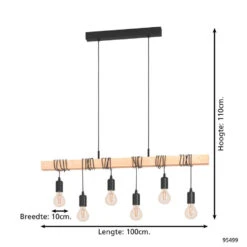 EGLOTownshendHanglamp-E27-100cm-Zwart/Bruin -Leen Bakker 14b2e12612ee4066a1a3b770b271f3af