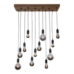 Freelight Hanglamp Lenero 12 Lichts - 90 X 30 Cm - Hout Zwart