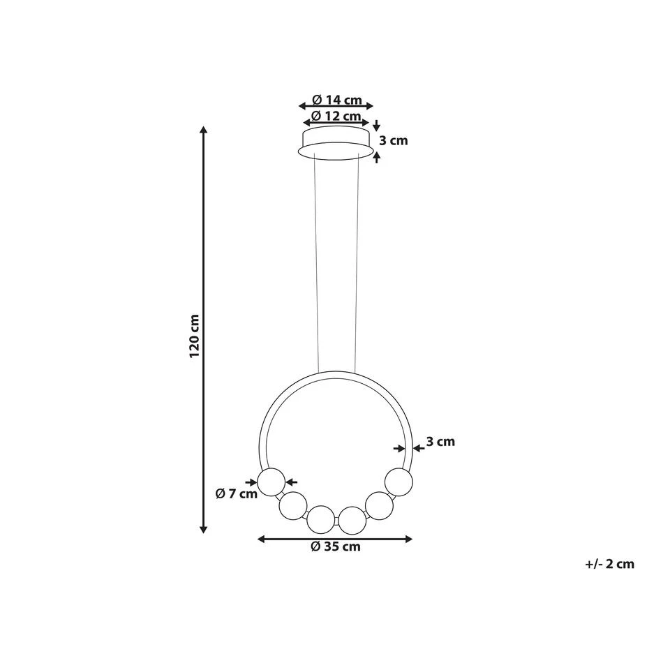 Beliani Hanglamp FANE - Goud Ijzer 3 Beliani Hanglamp FANE - Goud Ijzer - Afbeelding 3